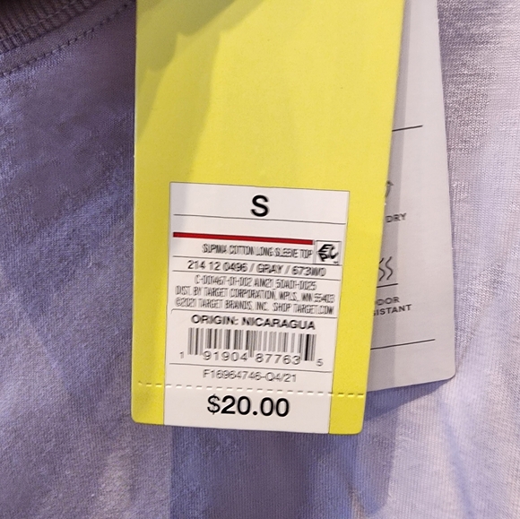 Target All in Motion Gray Cotton Athletic Top Long Sleeve Lightweight Boxy S - Picture 9 of 11